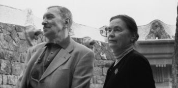 Alexandr Gordon a Marina Tarkovskaja v parku Güell v Barceloně